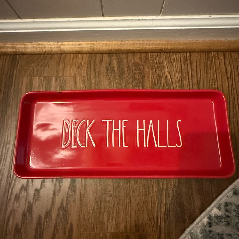 Rae Dunn Red 'Deck the Halls' Tray